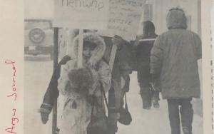 Protest in Yellowknife against privatization of public sector jobs 
