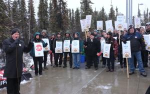 Rally to protect pensions at the Legislative Assembly in Yellowknife in 2014